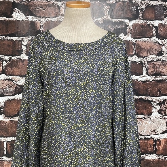 Elizabeth and James Shift Dress Silk Long Sleeve Confetti Green Purple Size 4 - Picture 4 of 17